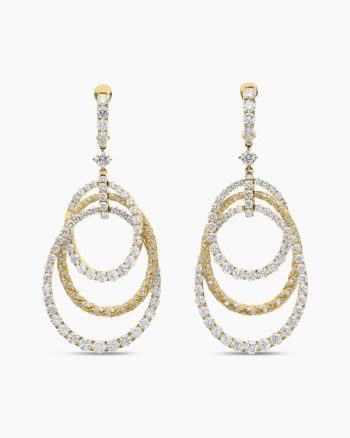 Floating Diamonds Drop Earrings|Yellow Gold