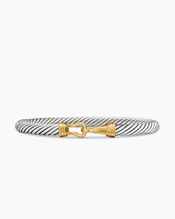 Buckle Classic Cable Bracelet|Sterling Silver with 14K Yellow Gold, 5mm