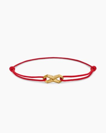Infinity Link Cord Bracelet|Red Nylon with 18K Yellow Gold, 9mm