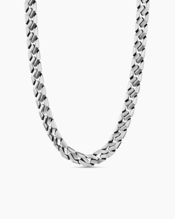 Curb Chain Angular Link Necklace|Sterling Silver, 11.5mm