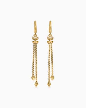 Zig Zag Stax™ Chain Drop Earrings|18K Yellow Gold with Diamonds, 66mm