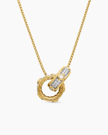 Modern Renaissance® Double Pendant Necklace|18K Yellow Gold with Diamonds, 16.4mm