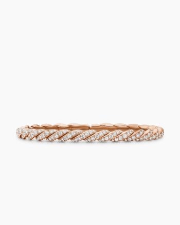 Sculpted Cable Flex Bracelet|18K Rose Gold with Diamonds, 5mm
