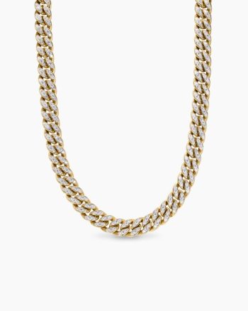 Curb Chain Necklace|18K Yellow Gold with Diamonds, 11.5mm