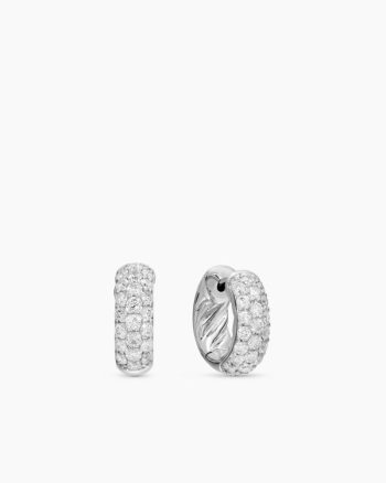 DY Mercer® Micro Hoop Earrings|Sterling Silver with Diamonds, 13.5mm