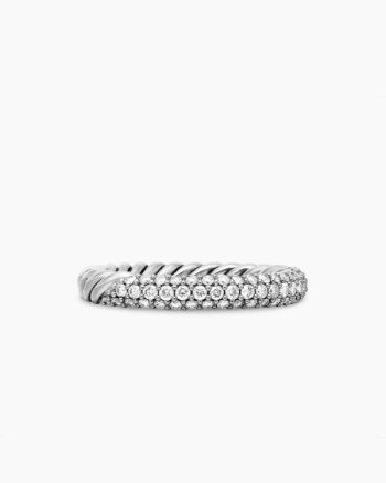 Petite Pavé Stack Ring|Sterling Silver with Diamonds, 3mm