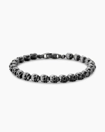 Memento Mori Skull Bead Bracelet|Sterling Silver, 6mm