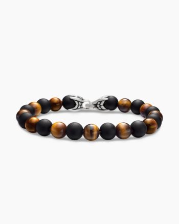 Spiritual Beads Alternating Bracelet|Sterling Silver with Tiger’s Eye and Black Onyx, 8mm