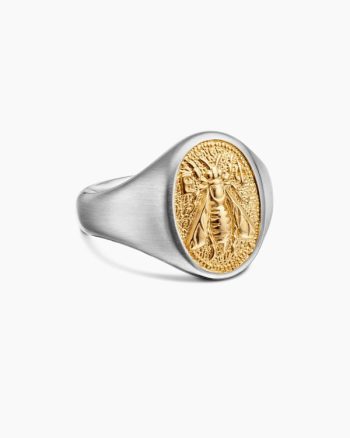 Petrvs® Bee Pinky Ring|Sterling Silver with 18K Yellow Gold, 15.5mm