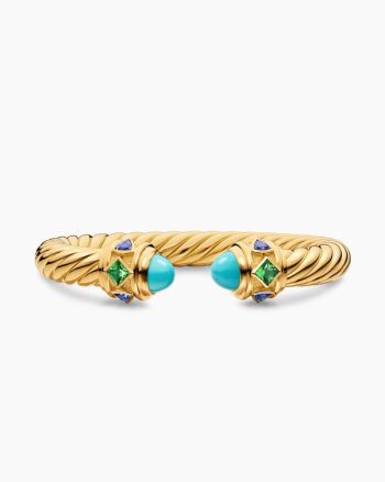 Renaissance® Cablespira® Bracelet|18K Yellow Gold with Turquoise, Tsavorite and Tanzanite, 9mm
