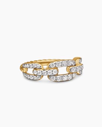 Stax Chain Link Ring|18K Yellow Gold with Diamonds, 7mm