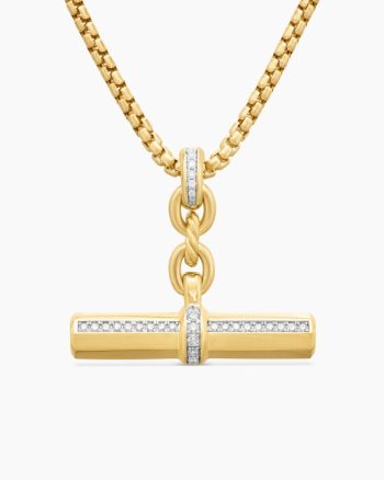 Lexington E/W Barrel Pendant|18K Yellow Gold with Diamonds, 32mm