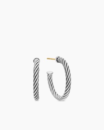 Cable Hoop Earrings|Sterling Silver, 3/4in