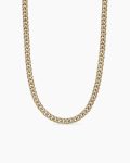 Curb Chain Necklace|18K Yellow Gold with Diamonds, 8mm