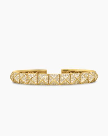 Pyramid Cuff Bracelet|18K Yellow Gold with Diamonds, 8mm