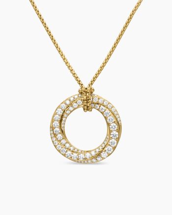 Pavé Crossover Pendant Necklace|18K Yellow Gold with Diamonds, 21mm