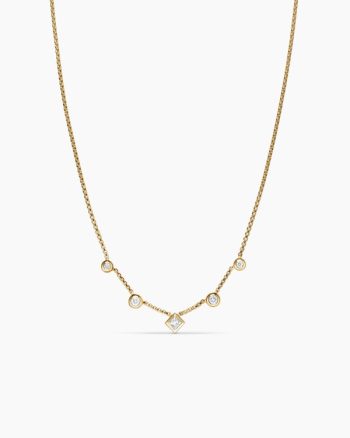 Petite Modern Renaissance® Station Chain Necklace|18K Yellow Gold with Diamonds, 3.4mm