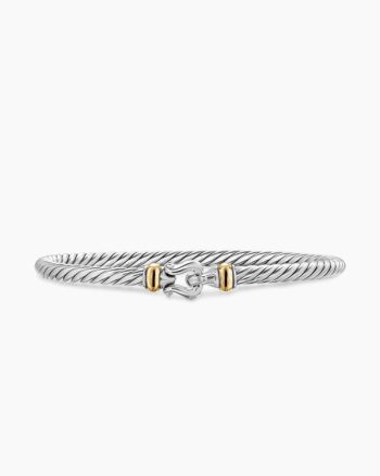 Cable Flex® Buckle Bracelet|Sterling Silver with 14K Yellow Gold, 4mm
