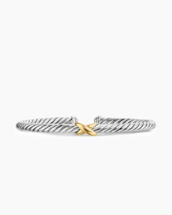 Cable Flex® X Station Bracelet|Sterling Silver with 14K Yellow Gold, 4mm