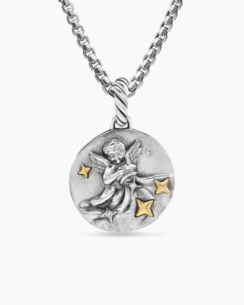 Aquarius Amulet|Sterling Silver with 18K Yellow Gold and Diamonds, 19mm