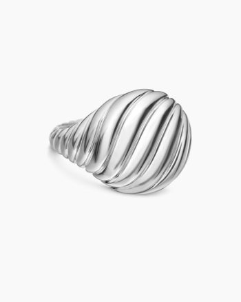 Sculpted Cable Pinky Ring|Sterling Silver, 13mm