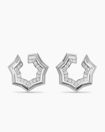 Zig Zag Stax™ Two Row Hoop Earrings|Sterling Silver with Diamonds, 27mm