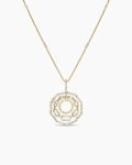 Stax Round Pendant Necklace|Yellow Gold with Diamonds