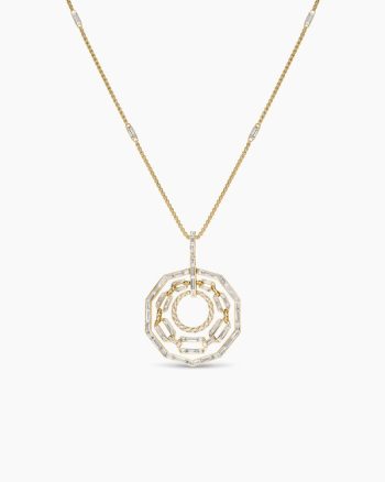 Stax Round Pendant Necklace|Yellow Gold with Diamonds