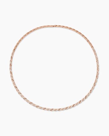Sculpted Cable Flex Necklace|18K Rose Gold with Diamonds, 3.7mm