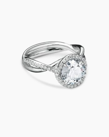 DY Infinity Half Pavé Halo Engagement Ring|Platinum, Round Brilliant Cut