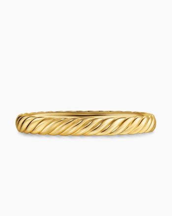 Sculpted Cable Bangle Bracelet|18K Yellow Gold, 8mm