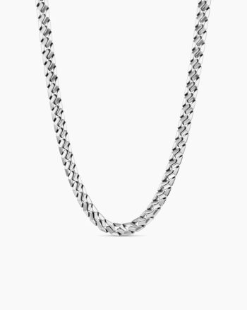 Curb Chain Angular Link Necklace|Sterling Silver, 8.7mm