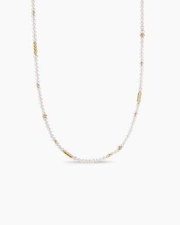 Color Bead Necklace|18K Yellow Gold with Pearls, 4mm
