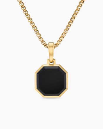 Faceted Stone Amulet|18K Yellow Gold with Black Onyx, 16mm