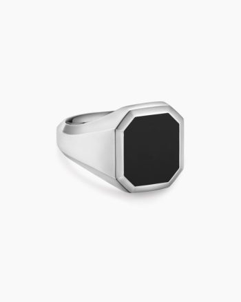 Streamline® Signet Ring|Sterling Silver with Black Onyx, 18mm