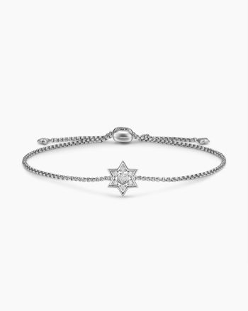 Star of David Station Bracelet|Sterling Silver with Diamonds, 12mm