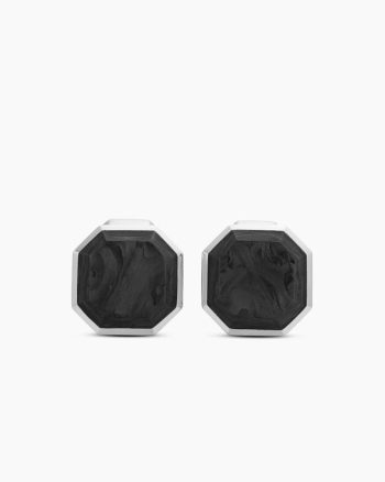 Streamline® Cufflinks|Sterling Silver with Forged Carbon, 15mm