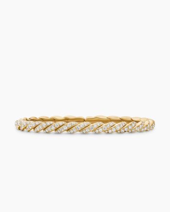 Sculpted Cable Flex Bracelet|18K Yellow Gold with Diamonds, 5mm
