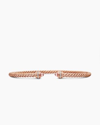 Classic Cablespira® Bracelet|18K Rose Gold with Morganite and Diamonds, 3mm