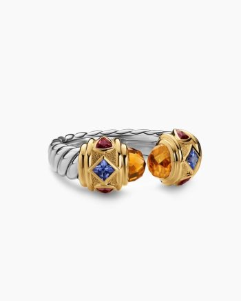 Renaissance® Color Ring|Sterling Silver with 14K Yellow Gold, Madeira Citrine, Tanzanite and Rhodolite Garnet, 9.9mm