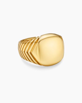 Chevron Signet Ring|18K Yellow Gold, 18mm