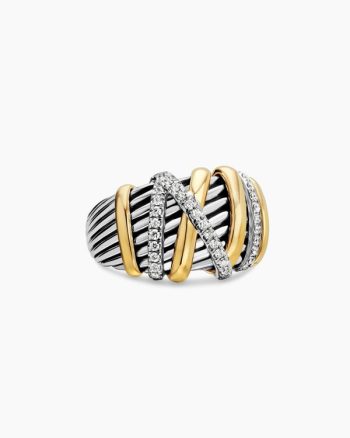 Helena Ring|Sterling Silver with 18K Yellow Gold and Diamonds, 15mm