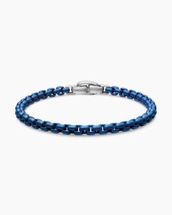 Box Chain Bracelet|Sterling Silver with Blue Stainless Steel, 5mm