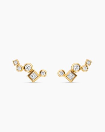 Petite Modern Renaissance® Climber Earrings|18K Yellow Gold with Diamonds, 15mm