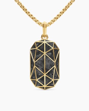 Faceted Amulet|18K Yellow Gold with Forged Carbon, 36.3mm