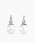 DY Lumina Pearl Classic Drop Earrings|White Gold with Diamonds