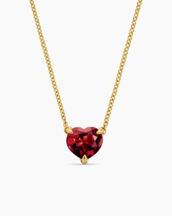 Chatelaine® Heart Pendant Necklace|18K Yellow Gold with Garnet, 8mm