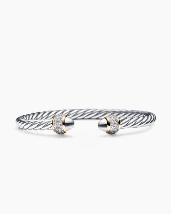 Cable Bracelet|Sterling Silver with 18K Yellow Gold and Diamonds, 5mm