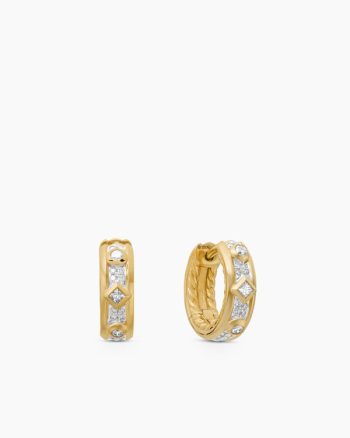 Modern Renaissance® Huggie Hoop Earrings|18K Yellow Gold with Diamonds, 12.3mm