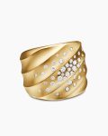 Cable Edge® Saddle Ring|18K Yellow Gold with Diamonds, 18.8mm